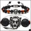 Autres Bracelets À La Main Lava Tête De Lion Perles Corde Charme Armure Bracelet Hommes Femmes Yoga Bijoux Bracelets D237S Z Drop Delivery Dhf6U