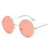 Sunglasses Vintage Round Women Ocean Color Lens Mirror Sun Glasses Female Brand Design Metal Frame Circle Oculos UV400