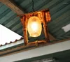 Pendant Lamps American Rural Handmade Bamboo Chandelier Southeast Asia Style Archaistic Crackle Glass E27 LED Lamp For Studio&pavilion