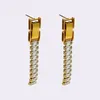 Stud Earrings Dual Use Full Zircon Stone Chain Tassel Drop 18K Gold Plated Stainless Steel Jewelry Dangle WomenStud Dale22