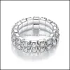 Anillos de banda Sier Shiny Crystal Ring Jewelry Cubic Zirconia Diamond Hiphop para mujeres Hombres Q411FZ Drop Entrega DH7GW