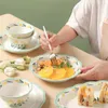 Plates Aesthetic Flower Plate Fruit Tray Cake Dessert Lunch Restaurant Sets Korean Pratos De Jantar Kitchen Storage GTJ50