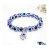 Bedelarmbanden Fatima Hamsa Hand Blue Evil Eye Charms for Women Lucky kralen kettingen Bangle mode Turkse sieraden cadeau drop levering otaol