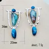 Dangle Earrings Bohemian Painted Tribal Hoop Blue Beads Opal Stone For Women Jewelry Handmade Ancient Earring Pendientes & Chandelier