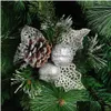 Christmas Decorations 10Pcs Cuttings Artificial Sequins Pine Branch Cone Glitter Poinsettia Home Ornament Festival Tree Decor Party Dhfrd