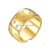 Pierścienie zespołu złoto sier kolorowy kolor stalowy pierścień ze stali nierdzewnej dla kobiet lśniący CZ Crystal luksusowa marka biżuterii