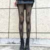 Mulheres meias helisopus crânio preto fishnet gótico meia-calça sexy halloween cosplay traje meias atacado
