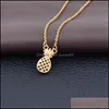 Collane con ciondolo Moda Carino Ananas cavo Semplice Forma di frutta Fascino Oro Sier Rose Catene Girocollo Per gioielli da donna Drop Deliver Otkr8