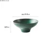 Bowls 8-inch Japanese Ceramic High-foot Bowl Black Green Dinner Plate Home Large-capacity Noodle Soup Salad Restaurant Tableware