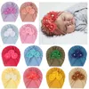 Hats Baby Headband Hat Bowknot Print Cotton Stretchy Turban Infant Head Wrap Beanie Girls Headwear Hair Accessories