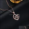 Pendant Necklaces Fashion Letter Mom Heart Shape Inlaid Crystal Necklace Mothers Day Gift Jewelry Drop Delivery Pendants Otsxs