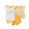 Summer Baby Kids Romper Sets Letter Flower Letter Bodysuit and Pants 3PCS Boys and Girls Odzież