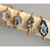 Bracelet Minimaliste Agates Druzy Geode Slice Charm Bracelet Fil Plaqué Or BraceletBangle Lars22 Fawn22