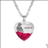 Pendant Necklaces Mom Ever We Love You Mama Glass Heart Shape Pendants Necklace For Women Fashion Mothers Day Jewelry Gift Drop Deliv Otwpe