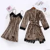 MENHO DO SLUCE Feminino 2pcs/set women Velvet pijamas de banheira de renda sexy e camisa de camisa elegante vestido brilhante e ladras de roupas caseiras de roupas caseiras