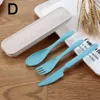 Diny Sets Kinderen Kinderen Chopsticks Vork Lepel Set Uitgevoergerei Rail bestek Camping Wheat Stroof Tafelgerei draagbaar