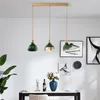 Pendant Lamps Nordic Restaurant Loft Lamp Creative Personality Bar Retro Bedside Bedroom Green Brass LED E27 Glass Lights