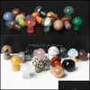 Arts And Crafts 20Mm Mushroom Statue Stone Natural Gems Hand Carved Decoration Reiki Healing Quartz Crystal Gift Room Ornament Trink Dht8R