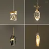 Lampes suspendues Lumière Luxe Diamant Cristal Lampe Simple Créatif Lustre Restaurant Bar Ambiance Chambre Chevet Petit