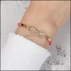 Link Chain Fashion Copper Inlaid Zircon Bracelet Cross Eight Character Charm Adjust Length Bracelets 7 Colour Braided Rope Gift Jew Dha7Z