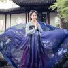 Scene Wear Oriental Dance Costume Blue Printing Hanfu Women Singers Fairy Dress Folk Festival Outfit Rave Performance Clothing DC4684