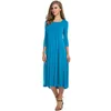 Casual Dresses Women Summer Dress 2023 Round Collar poserade Mid Calf Pure Color Vestido de Mujer LCY9858