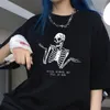 Koszulki damskie czaszki damskie tee drukowane tee swobodne s-2xl luźne harajuku list gotycki hip-hop streetwear ciemne odzież vintage