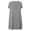 Party Dresses Swing Dress Pockets Casual Women Hollow Out Solid A-Line Lady Short Sleeve Mini Crew Neck Simple Loose Spring D30