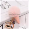 Clés du cône de crème glacée Pompom 5cm artificiel faux lapin fur clés pour sac à main les clés de pochette de bouffée élégante