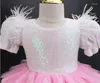 Robes de fille Costume de princesse Vêtements pour enfants Manches bouffantes Robe en couches à paillettes pour 2 3 4 ans Filles Bébé Vêtements Enfants Vestidos