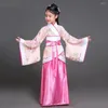 Сценическая одежда Ханфу Дети 2023 Китайский костюм Дети цветочные девушки платья Традитональные женщины танцевать взрослые сказочные платья