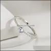 Bandringe 925 Sterling Silber Einfacher Ring Runder klarer Zirkon Damenmode für Hochzeitsschmuck 20220301 T2 Drop Lieferung Dhii9