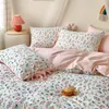 Bedding Sets Cotton Vintage And Little Fresh Floral Pastoral Lace-up Four-Piece Set Girl's Heart Bed Sheet Quilt Cover
