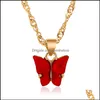 Pendentif Colliers Vintage Acrylique Papillon Collier Ras Du Cou De Mode Femmes Chaîne Dorée Bijoux Fête Cadeau Drop Delivery Pendentifs Otfx8