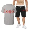 Tute da uomo Logo Personalizzazione Stampa Estate Uomo Basket 2 pezzi T-shirt Pantaloncini O-Collo Manica corta Casual Stile Harajuku Completo da uomo