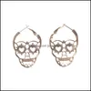 Charm Vintage Punk Gothic Skl Earrings Hollow Women Skeleton Stud Earings Jewelry Drop Delivery Otz8X