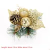 Christmas Decorations 10Pcs Cuttings Artificial Sequins Pine Branch Cone Glitter Poinsettia Home Ornament Festival Tree Decor Party Dhfrd