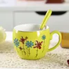 Кружки красочная чашка керамика Большой рта пара кофе подарки подарки молоко кружка с эксклюзивными ложками и милыми