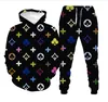 Men Tracksuits Tweede stuks sets Patchwork 3D Gedrukte ritsvloer Hoodies Jogging broek Slim Sweatshirt Outfits Hip Hop Streetwea239k