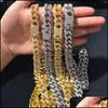 Hänge halsband fl diamant hip hop bling män kvinnor smycken kedjor halsband guld sier kubansk länk kedja gåva m026f z drop leverans pe dhug5