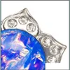 プラグトンネル6pcs/set mix color fire opal Stone Blue Flower Tunnel Crystal sier Surgical Steel PiercingExpander 2233 Drop De Dhoxe