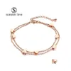 Cadena de eslabones de acero inoxidable de doble capa Love Heart Pulseras Brazaletes Charm Link Tobillo para mujer Moda Día de San Valentín Drop Deliver Dhwfj