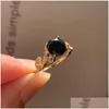 Anéis de casamento Feminino de charme de pedra de cristal preto feminino CHARM DOL GOLD FINE PARA MULHERES DAINTY BRIED ROUNTE DE NOVAGEM DE NOVAÇÃO DA DELIV