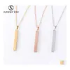 Pendant Necklaces Engraving 3D Bar Name Necklace Personalized Text Mes Simple Design Women Customized Dangle Cuboid Stick Stainless Dh3Fu