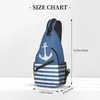 Rucksack Vintage Anker mit Streifen Sling Brust Umhängetasche Herren Casual Nautical Marine Schulter zum Wandern