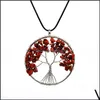 Pendant Necklaces Classic Quartz Natural Stone Tree Of Life Pendum Necklace For Women Crystal Pendants Jewelry Drop Delivery Otl1R