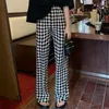 Spodnie damskie capris hzirip czarny houndstooth cienki kobiety szczupłe fałdy zwykłe High Street 2023 Vintage Summer Office Lady Loose Workwome