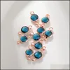 Charms Moda all'ingrosso 6Mm Birthstone Ciondolo in vetro cristallo per bracciale Orecchini in oro rosa 12 mesi Colorf Gioielli fai da te Ch Dhhpn