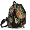 School Bags Women's Backpack Ethnic Embroidery Peacock Floral Sequins Embroidered Canvas Bag Chinese National Style