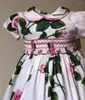 Abiti da ragazza 1-12 anni Boutique fatta a mano per bambini Abito smock con ricamo rosa rosa per compleanno, matrimonio, battesimo Eid